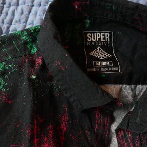 SUPER MASSIVE pixel-glitch button-up t-shirt